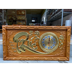 Tranh đồng hồ treo tường khắc chữ phúc  bằng gỗ gõ đỏ kt 41×81×4cm