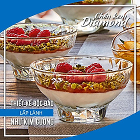 Chén kem thủy tinh Diamond 22,5cl - màu trắng - Hàng chính hãng