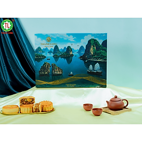 [HOẢ TỐC -HCM] Hộp Bánh Trung Thu Hưng Thịnh Thành Long 4 Bánh 2 Trứng (880g) - Tặng 1 hộp trà