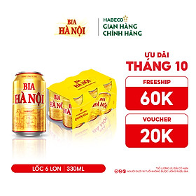Lốc 6 lon Bia Hà Nội (330ml/lon)