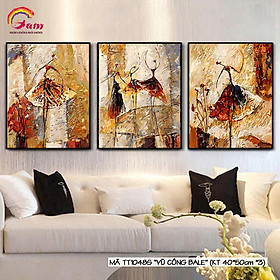 Mua Tranh sơn dầu số hóa tự tô màu Gam TT1048 40x50cm bộ 3 bức căng sẵn khung