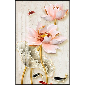 Mua Tranh trang trí phòng khách phòng ngủ bóng kiếng pha lê Hoa sen hồng BK_0051