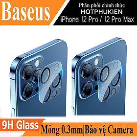 (Mua 1 tặng 1) Miếng dán kính cường lực Full bảo vệ Camera cho iPhone 12 Pro / 12 Pro Max hiệu Baseus Full-Frame Lens Film mang lại khả năng giữ nguyên chất lượng ảnh chụp (độ cứng 9H, mỏng 0.3mm, tặng kèm khung tự dán tại nhà) - Hàng nhập khẩu