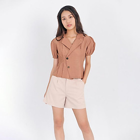 Áo kiểu thời trang Eden cổ vest xếp li. Dáng ngắn trẻ trung. Chất liệu thoáng mát. Freesize - ASM085