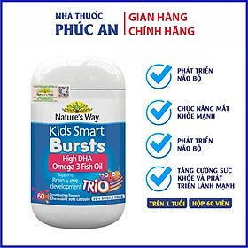 Viên nhai dầu cá Nature's Way High DHA Omega-3 Fish Oil Trio 60 viên bổ sung DHA phát triển trí tuệ cho bé