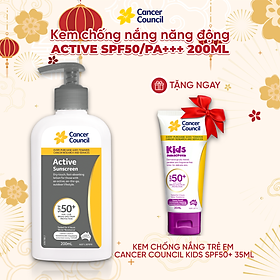 Kem chống nắng năng động Cancer Council Active SPF50+/PA++++ 200ml