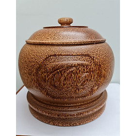 Vỏ đựng bình trà gỗ dừa Phúc Lộc Thọ loại đặc biệt