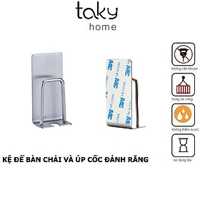 Giá Dán Tường Để Bàn Chải Đánh Răng Để Úp Cốc Nhà Tắm, Inox 304 Ko Gỉ, Không Khoan Đục, Sử Dụng Miếng 3M Dán Tường, TakyHome 4011