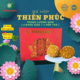 Bộ hộp bánh trung thu thiên phúc 4 bánh 1 trứng 150g - thành long - 600g - tặng 1 hộp trà - việt nam