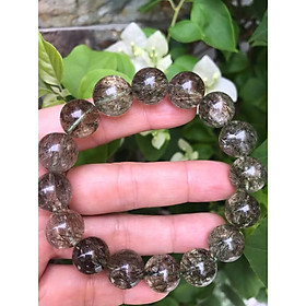 VÒNG TAY NAM VIP SIZE 13,5LY ĐÁ THẠCH ANH TÓC XANH TRONG THẲNG MƯỢT SANG ĐẲNG CẤP HỢP CÁC ANH MỆNH MỘC HỎA THỦY