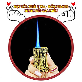 Mua Bật lửa hột quẹt khè 2 tia bấm ngang hình quan công khắc nổi - xài ga