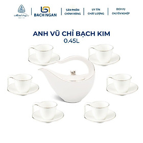 Mua Bộ Ấm Trà Gốm Sứ Minh Long Anh Vũ Chỉ Bạch Kim 0.45L hàng đẹp  cao cấp  sang trọng đãi khách  quà tặng