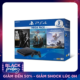 Bộ Máy PS4 Slim 1TB Model CUH-2218B MEGA kèm 3 Game God Of War ,The Last Of Us ,Horizon Zero Dawn - Hàng Chính Hãng