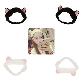 4x Cat Ear Headbands Washing Face Fluffy Elastic Lovely Spa Head Bands