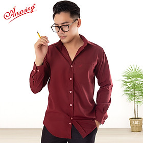 Áo sơ mi nam màu trơn Amazing, tay dài, vải KT silk mềm mát, form regular thân suông, thời trang công sở trung niên, có tới size 100kg