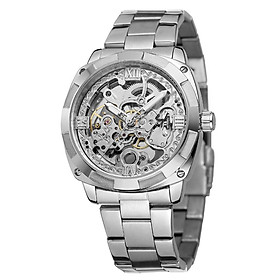 Đồng hồ doanh nhân thời trang nam FORSINING 207-1 bằng thép không gỉ, hiển thị thời gian, chống thấm nước 3ATM -Màu Bạc