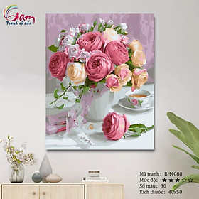 Mua Tranh tô màu theo số bình hoa hồng BH4080