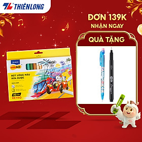 Bút lông màu Fiber Pen 20 màu Retro Thiên Long Colokit rửa được ngòi chóp viết nét thanh nét đậm SWM-C009