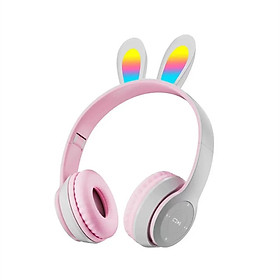 Mua Tai Nghe Over-Ear Bluetooth P47R tai thỏ GROWNTECH có thể gập lại đèn led 7 màu dễ thương âm thanh sống động có đệm tai êm tai (MÀU NGẪU NHIÊN)