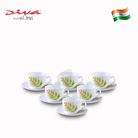 Bộ tách đĩa trà thủy tinh 12 món - AUTUMN SHADOW - Diva LaOpala - 160ml - Hàng Chính Hãng