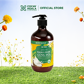 Dầu xả thảo dược gừng dừa Cocayhoala mềm mượt tóc, dưỡng tóc, phục hồi hư tổn dung tích 440g -95%thành phần từ gừng tươi hữu cơ còn nguyên xơ gừng an toàn cho mẹ bầu mẹ sau sinh