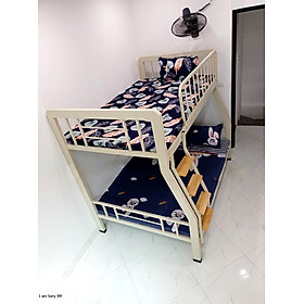 Mua Giường sắt 2 tầng hộp vuông sắt 4x8 màu kem kích thước từ (1M2 X 1M4  1M2 X 1M6  1M4 X 1M6)