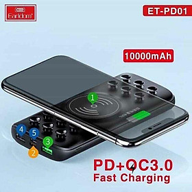 Mua Sạc dự phòng không dây 10000mAh  Earldom PD-01 hỗ trợ sạc nhanh Quick Charge 3.0- Hàng chính hãng (TẶNG KÈM ĐẦU ĐỌC THẺ NHỚ CAO CẤP)