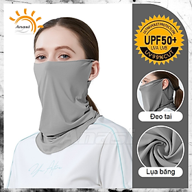 Khẩu trang băng lụa chống nắng cao cấp Anasi SA70 - khẩu trang nam nữ, chống tia UV, chống bụi, UPF50+ - Xám Nhạt