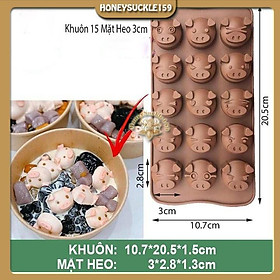 Mua Khuôn Silicon Đổ Socola/Thạch/Đá/Kẹochipchip/Pudding Hình 15 Mặt Heo Biểu Cảm