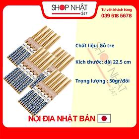 Mua Combo 4 bộ 5 đũa mẫu hoa xanh nội địa Nhật Bản