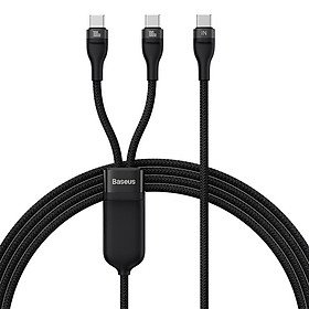 Cáp sạc 2 đầu Baseus Flash Series Ⅱ One-for-Two Fast Charging Cable Type-C to C+C 100W CASS060001- HÀNG CHÍNH HÃNG