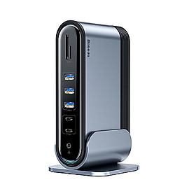 Mua Hub chuyển đa năng Baseus Working Station 16 in 1 Multifunctional chuyển đổi tốc độ cao (Type C*4 / HDMI / VGA / RJ-45 Gigabit / SD TF Card / USB3.0*3/ USB2.0*2/ Audio AUX 3.5mm/ DC 12V) tương thích với tất cả các thiết bị - Hàng chính hãng
