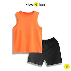 Bộ quần áo ba lỗ sát nách 4LOVA thun cotton size đại cho bé trơn basic hàng chính hãng từ 28 - 44 kg