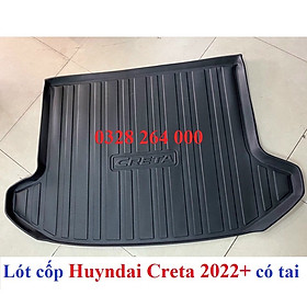 Lót cốp nhựa xe Hyundai Creta 2022 2023 - Mẫu có tai- Hàng không mùi, chống nước