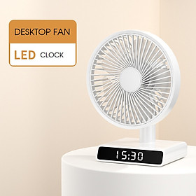 Mua Quạt sạc điện mini để bàn cầm tay có đồng hồ LED pin 5000mAh
