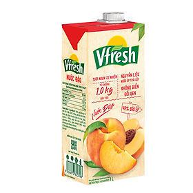 COMBO 4 HỘP NƯỚC VFRESH ĐÀO ÉP NECTA - HỘP GIẤY 1L