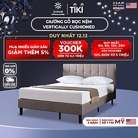 Mua Giường Bọc Nệm Zinus Tự Lắp Ráp Sang Trọng Phong Cách Mỹ - Vertically Cushioned Platform Bed
