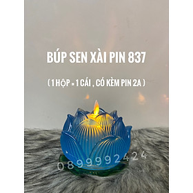 BÚP SEN ĐÈN NẾN THỜ CÚNG DÙNG PIN LED SIÊU SÁNG 837, NẾN DÙNG PIN