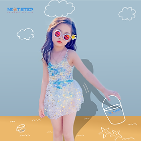 Đồ bơi trẻ em, đồ bơi bé gái, đồ bơi Bikini chân váy ren lưới họa tiết vảy cá siêu xinh