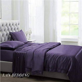 Bộ Vỏ Chăn Ga Gối Phi Lụa 5 Món Cao Cấp Lan Bedding - Độc Quyền Hàng Loại 1 Và Không Nối Vải