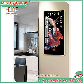 Tranh Đồng Hồ Cá Treo Tường  Pha Lê Phong Cách Hiện Đại Sang Trọng Nghệ Thuật TĐH01