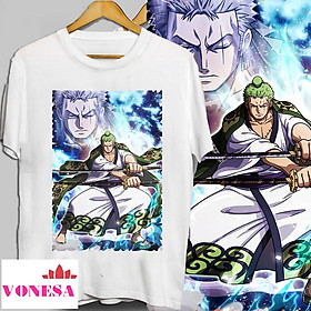Áo thun Nam Nữ One Piece Zoro, áo phông One Piece Zoro Unisex Nam Nữ có Size bé từ 25-84kg
