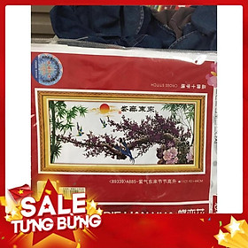 Mua Tranh thêu chữ thập thanh lý cành mai tím a885 92x44cm