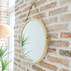 Gương Tròn Soi Trang Điểm Treo Tường Khung Gỗ Hàn Quốc Mia Mirror Nội Thất Kiểu Hàn BEYOURs