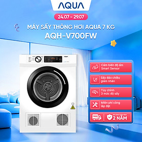 Máy sấy thông hơi Aqua 7 kg AQH-V700FW - Bảo hành 2 năm - Freeship toàn quốc - Hàng chính hãng