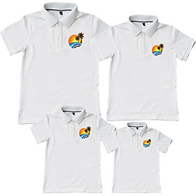Áo thun cá sấu gia đình họa tiết Summer màu trắng 01