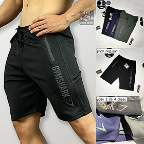 Quần short nam thể thao quần đùi tập gym chạy bộ phom ôm nhẹ đẹp short GymShark thun poly 2 da 4 chiều gym nam