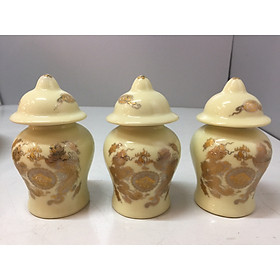 Mua Comboo 3 hũ đựng gạo muối nước thờ ( gốm sứ bát tràng cao cấp) Chuyên thờ ban thờ thần tài   bàn thờ treo tường kết hợp đồ đồng