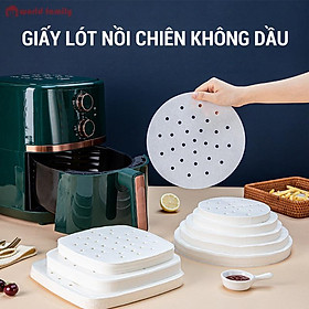 Giấy Nến Tròn Đục Lỗ loại 100 tờ và 400 tờ Cho Nồi Chiên Không Dầu Giấy Nến Nướng Hấp Bánh nhiều size