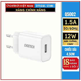 Mua Củ sạc 12W USB A CHOETECH Q5002 (CN/US/JP/EU/UK/AU)- HÀNG CHÍNH HÃNG